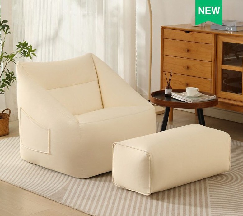 Pink Bean Bag Chair With Sand detail 1